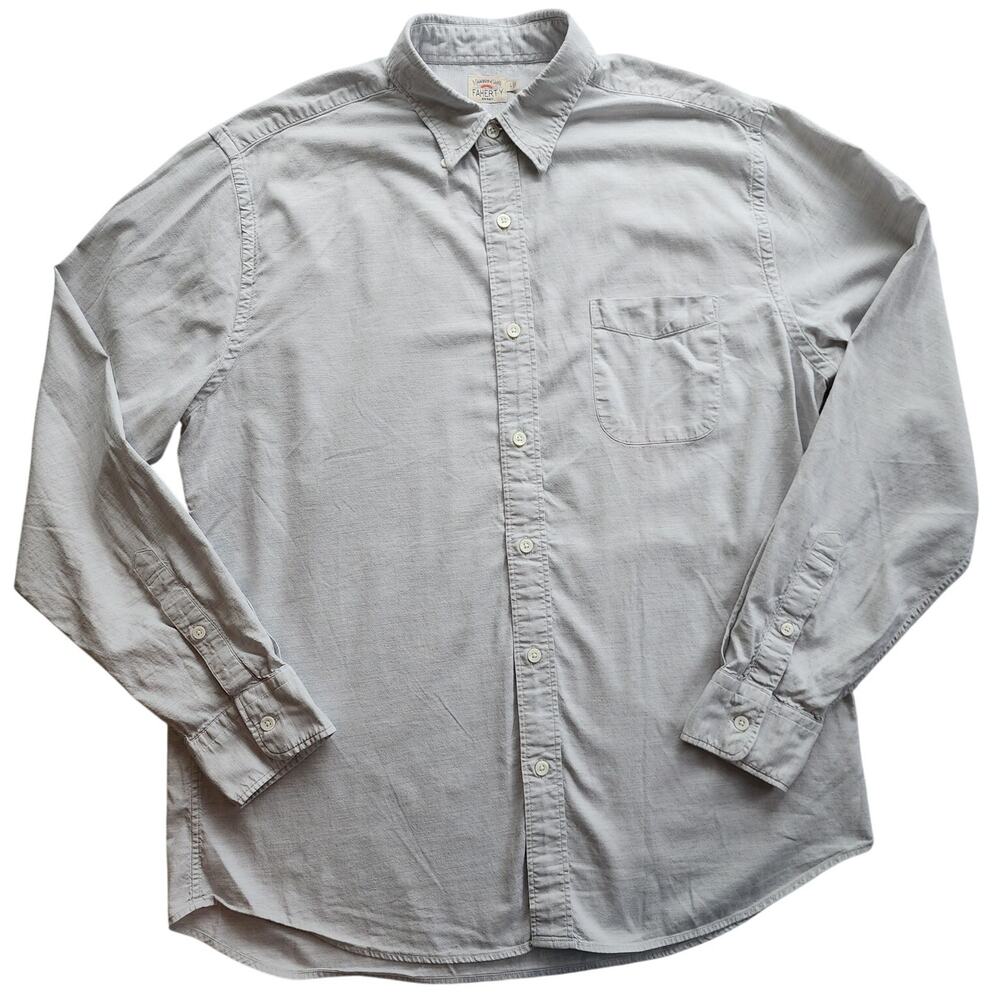 Faherty Light Gray Casual Button-Down Shirt